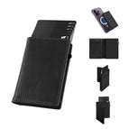 Black / 3.9inch*2.6inch*0.6inch / All Aluminum Alloy Wallet+Genuine Leather Cover