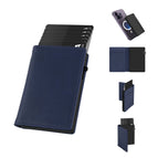 Blue / 3.9inch*2.6inch*0.6inch / All Aluminum Alloy Wallet+Genuine Leather Cover